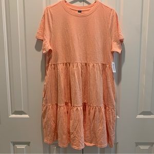 Old Navy Short Sleeved Tiered Mini Swing Dress. L. Just Peachy Coral.